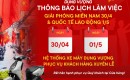 THÔNG BÁO HOẠT ĐỘNG XUYÊN SUỐT DỊP LỄ 30.4 - 1.5 